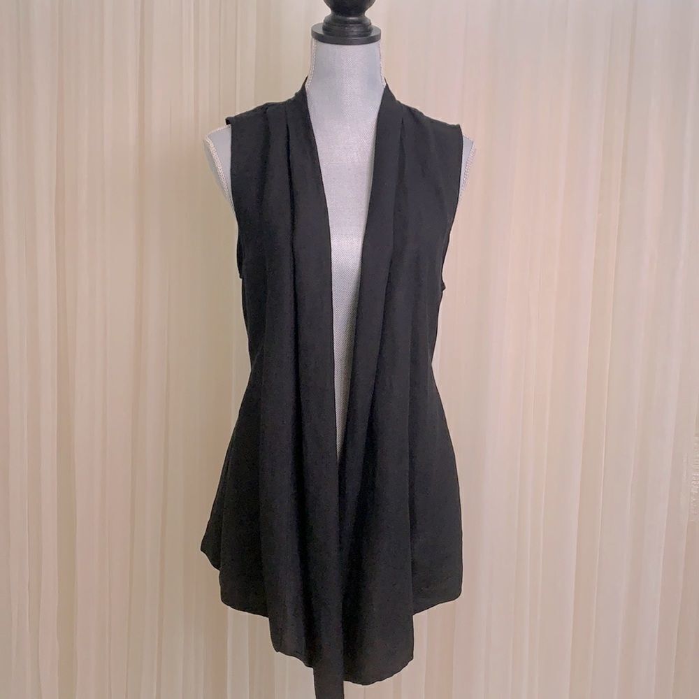 🍁$10 sale🍁WHO WHAT WEAR linen blend open cardigan/vest w tie pockets women S